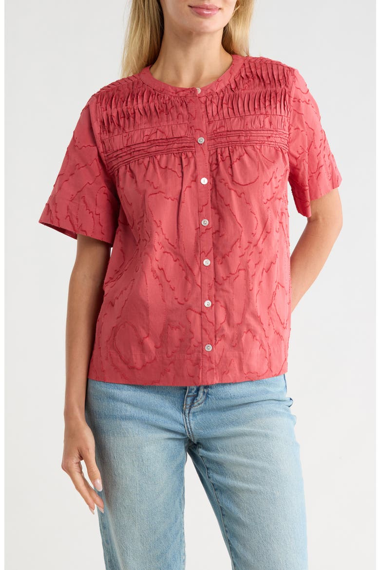 Isla Dream Short Sleeve Pintuck Top, Main, color, WILD GERANIUM
