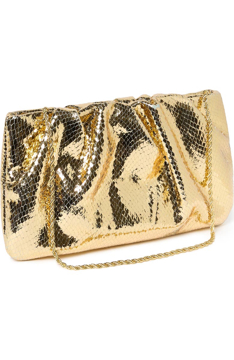 Loeffler Randall Serena Snakeskin Embossed Leather Clutch, Alternate, color, Light Gold