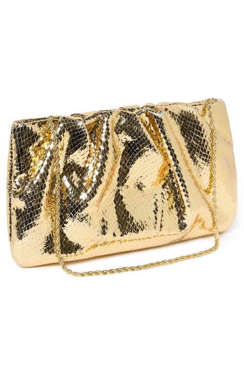 Loeffler Randall Serena Snakeskin Embossed Leather Clutch In Gold