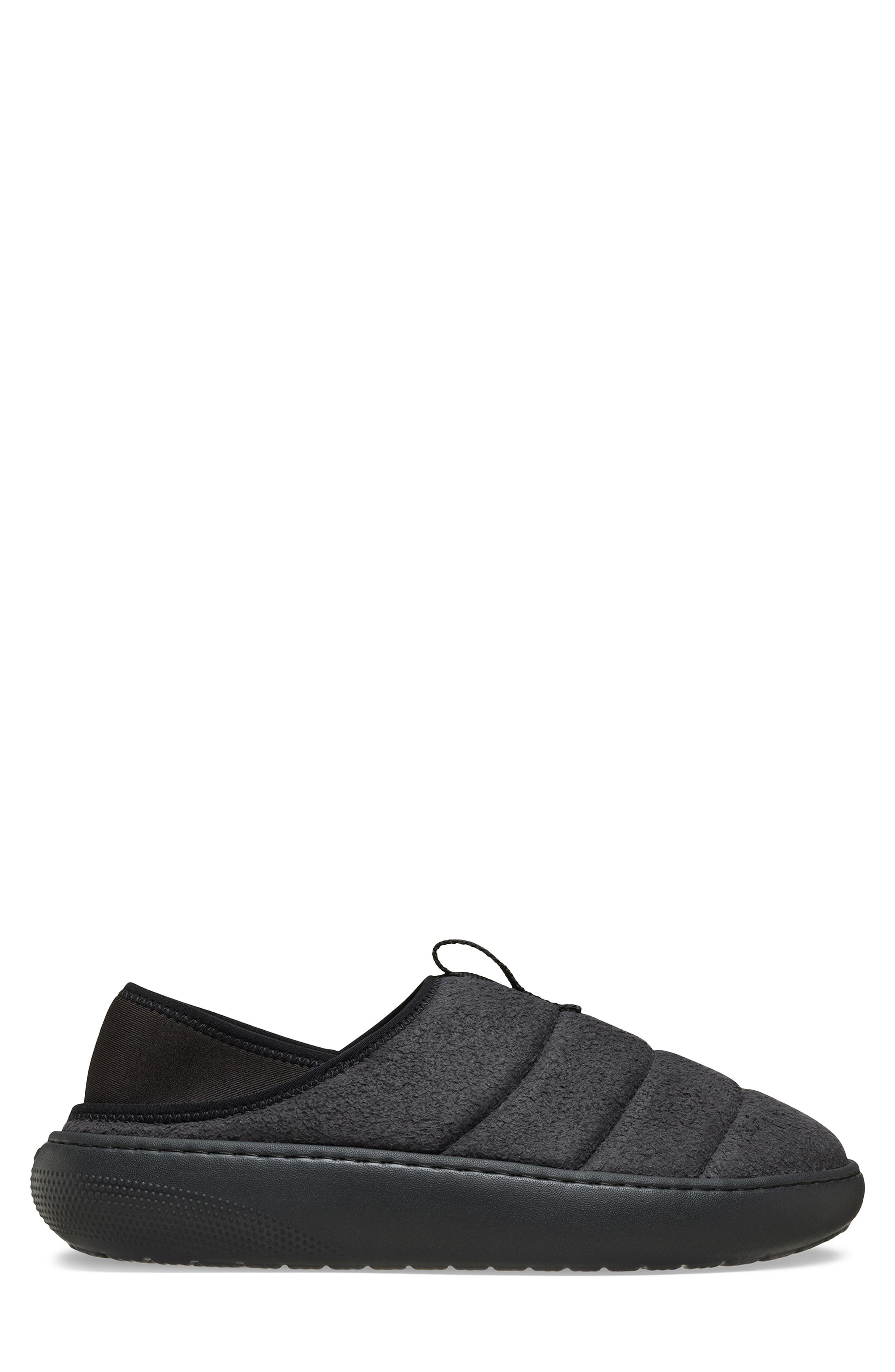 CROCS Classic Vegan Suede Quilted Slip On Shoe, Alternate, color, Black