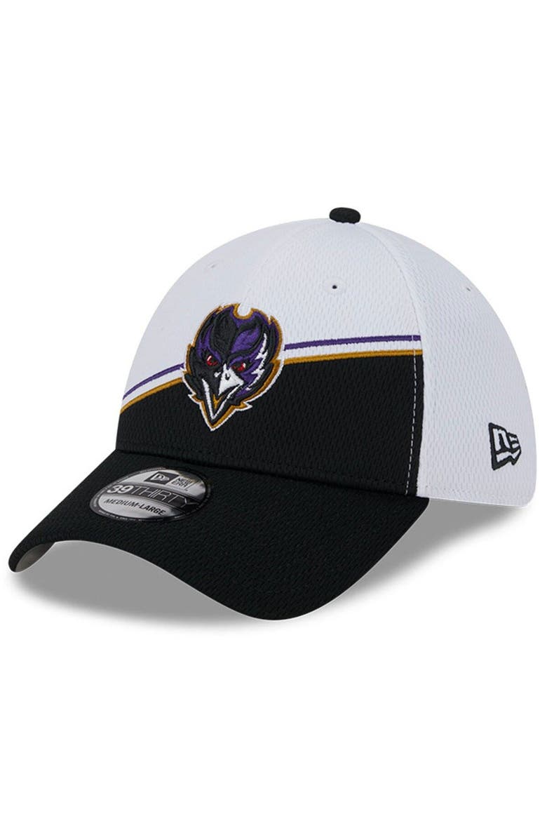 Men's New Era  White/Black Baltimore Ravens 2023 Sideline 39THIRTY Flex Hat, Alternate, color, White