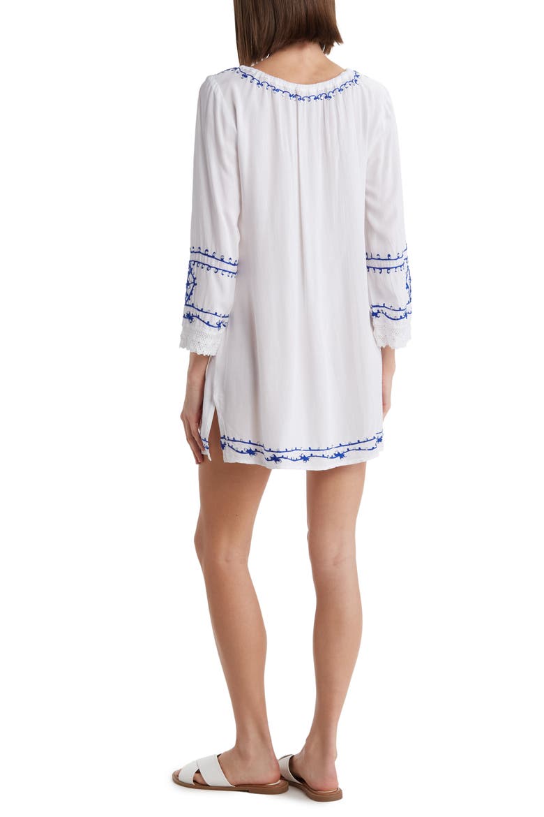 Embroidered Sequin Cover-Up Tunic, Alternate, color, WHITE