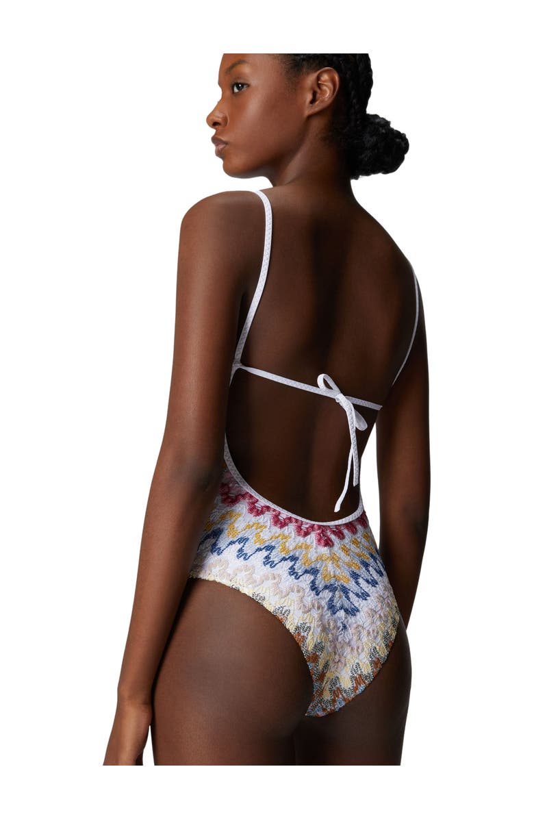 Missoni One-piece Swimsuit In Lamé Viscose Lace, Alternate, color, White Multi