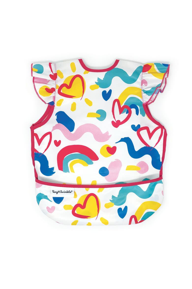 Mess-Proof and Waterproof Ruffled Shoulder Apron Bib, Main, color, Painted Hearts