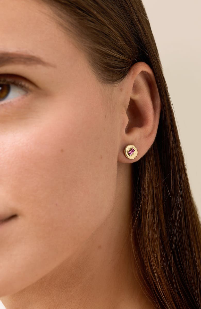 Bony Levy Stud Earrings, Alternate, color, 14K Gold/ London Blue Topaz