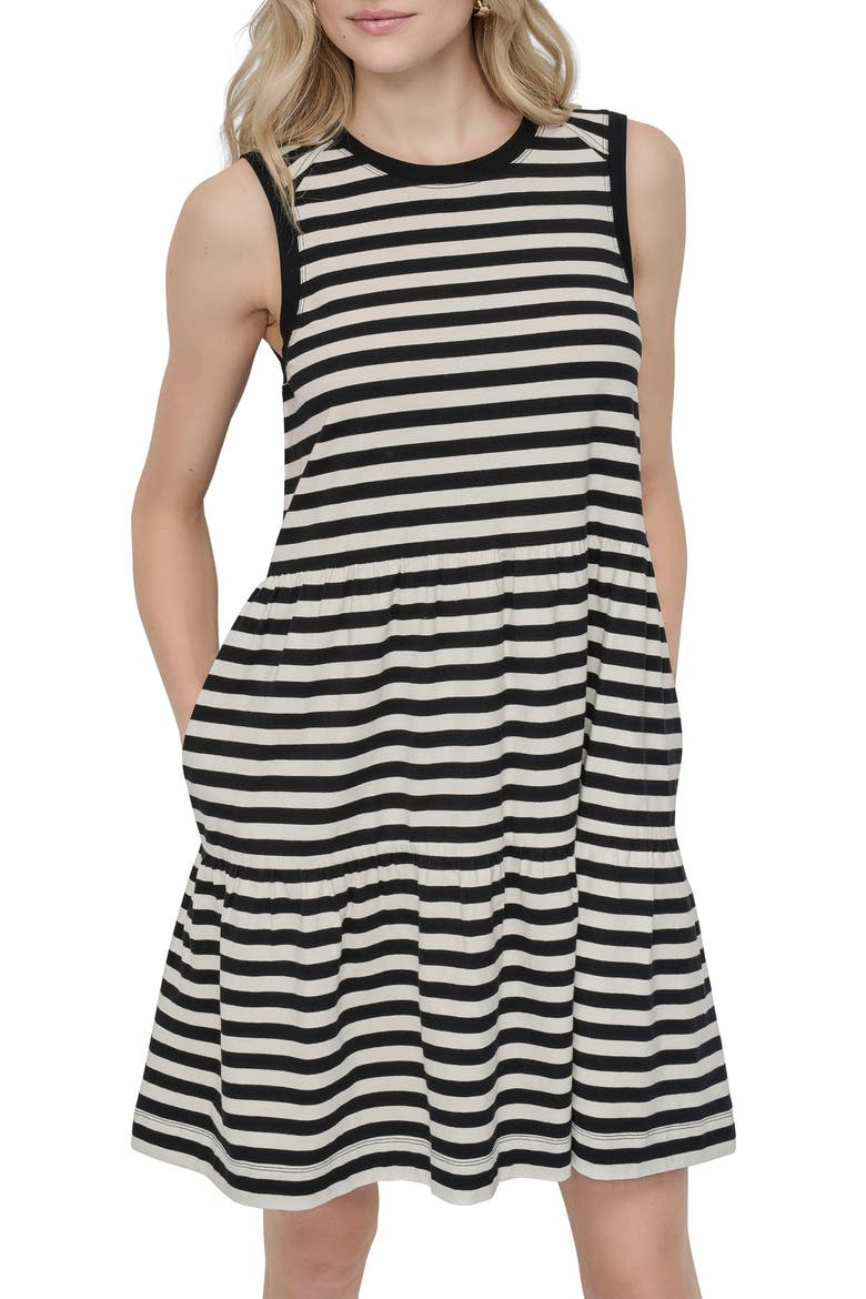 Jersey Tank Dress, Alternate, color, BLACK/ IVORY