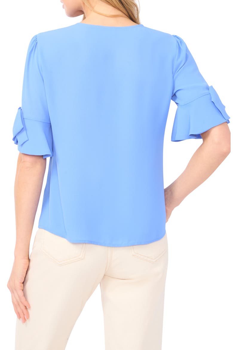 Bow Sleeve Button-Up Top, Alternate, color, BELLFLOWER BLUE