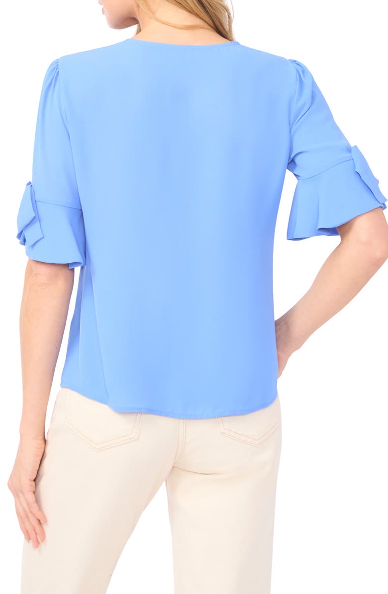 CeCe Bow Sleeve Button-Up Top, Alternate, color, Bellflower Blue