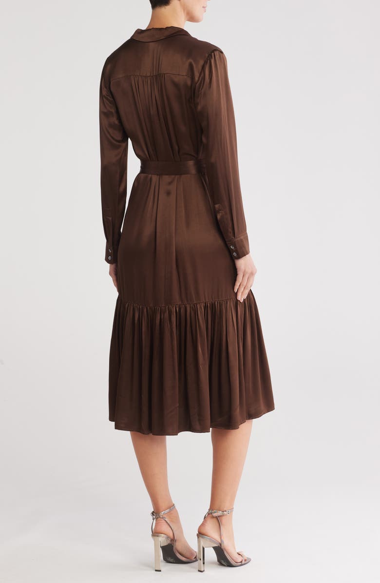 Rails Beatrice Long Sleeve Belted Satin Midi Shirtdress, Alternate, color,
