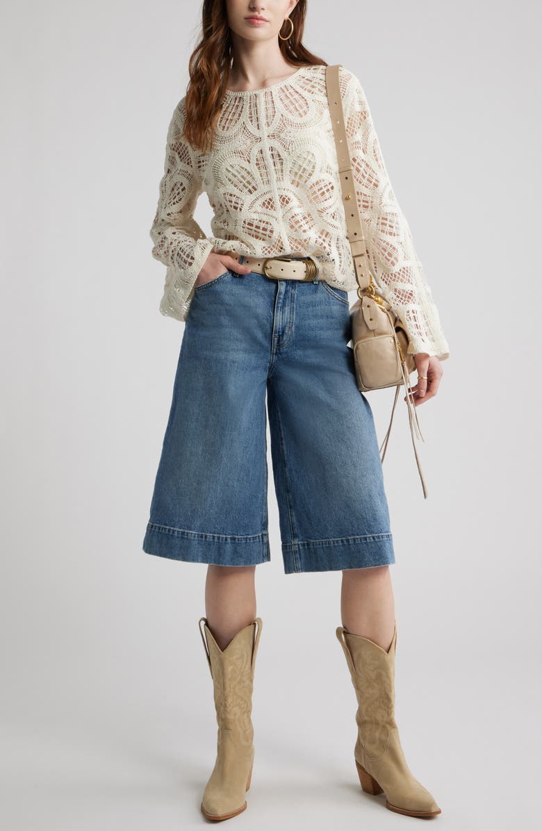 Treasure & Bond High Waist Culotte Wide Leg Jeans, Alternate, color, Medium Wash