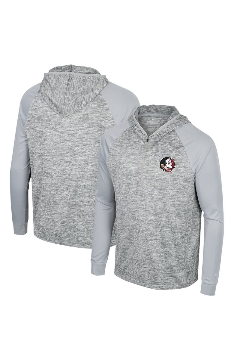 COLOSSEUM Men's Colosseum Gray Florida State Seminoles Cybernetic Raglan Quarter-Zip Hooded Top, Main, color, 