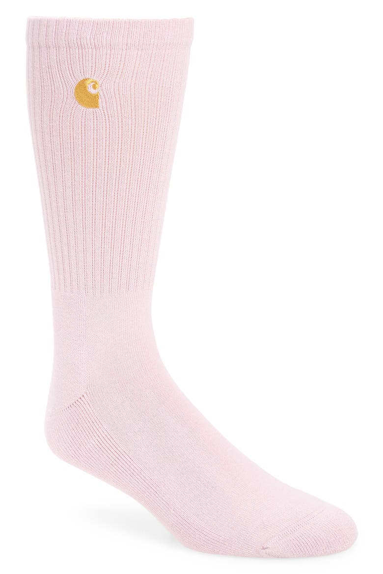 Chase Crew Socks, Main, color, PALE QUARTZ / GOLD