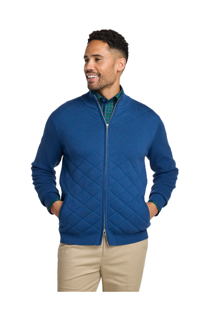 Cotton Full Zip Mock Neck Sweater Jacket, Alternate, color, Navy