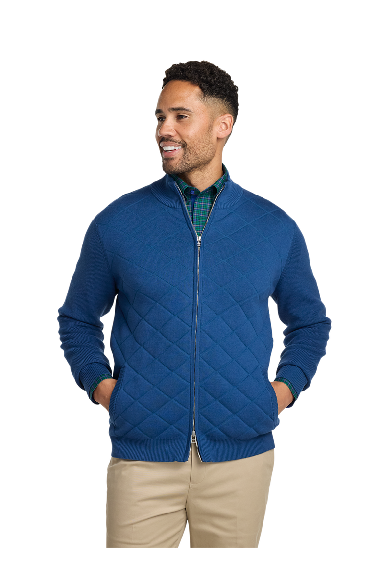 Paul Fredrick Cotton Full Zip Mock Neck Sweater Jacket, Alternate, color, Navy