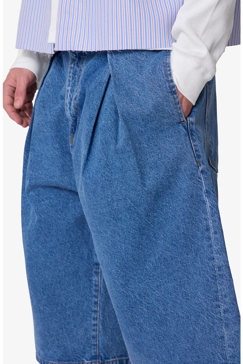 Pleated Ultra Baggy Denim Shorts, Alternate, color, WASHED BLUE