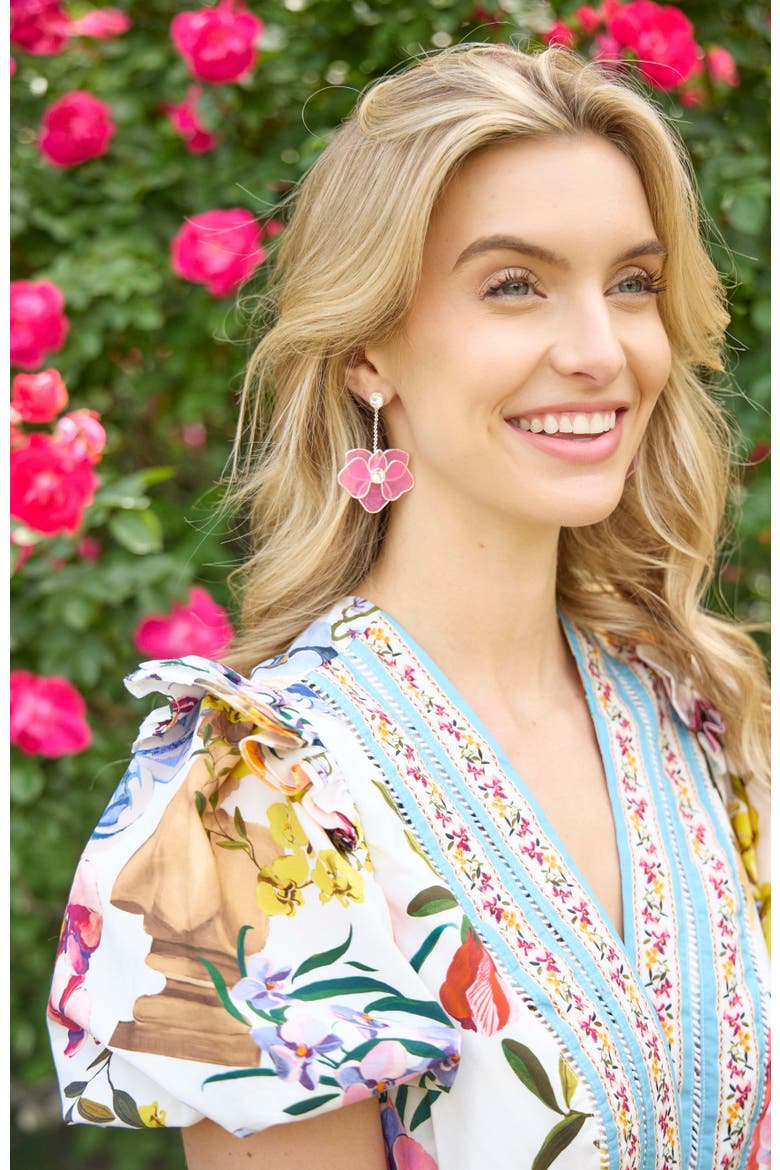 New York Botanical Garden® Orchid Statement Earrings, Alternate, color, Pink
