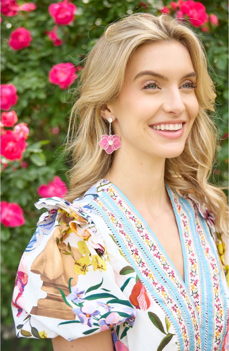 Alex and Ani New York Botanical Garden<sup>®</sup> Orchid Statement Earrings, Alternate, color, Pink