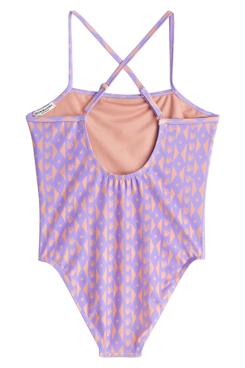 Kids' Printed One-Piece Swimsuit, Alternate, color, CACTUS STRIPE PAPAYA PUNCH