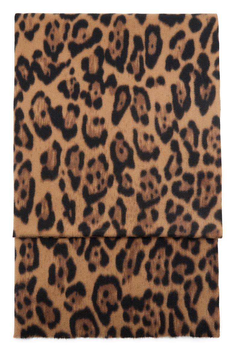Leopard Print Scarf, Alternate, color, BROWN