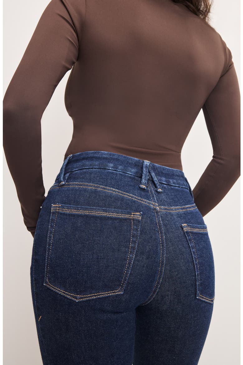 Good Petite Front Seam Flare Jeans, Alternate, color, INDIGO983