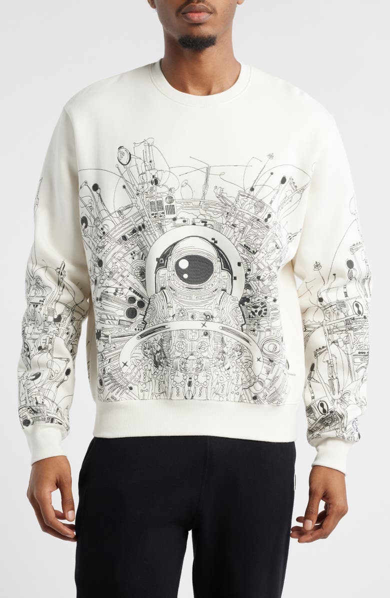 Billionaire Boys Club BB Effigy Crewneck Sweatshirt, Main, color, Whisper White