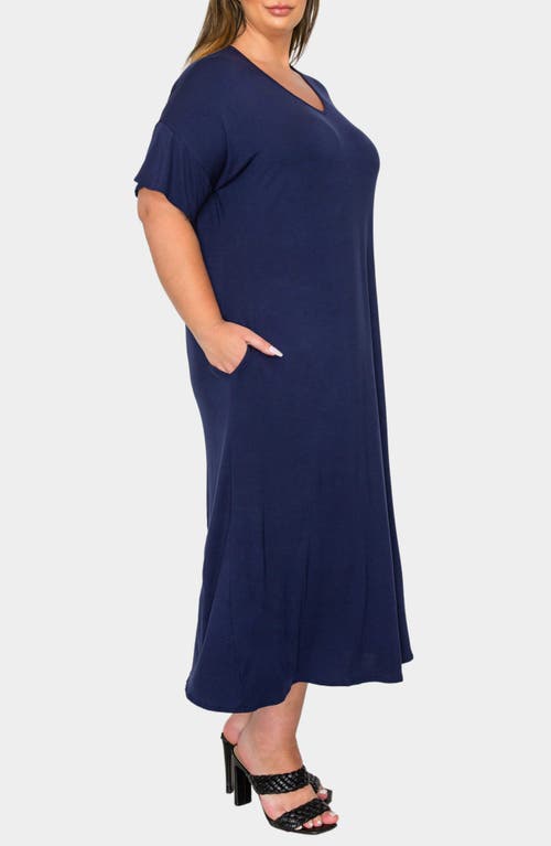 L I V D Olivia Short Sleeve Midi Dress In Blue