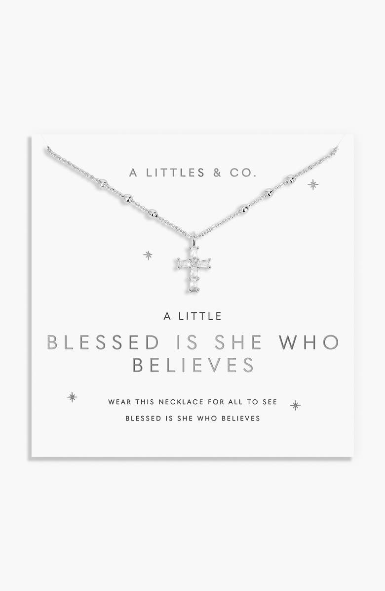 A Littles & Co. A Little "Blessed Is She Who Believes" Necklace, Main, color, Silver Plated