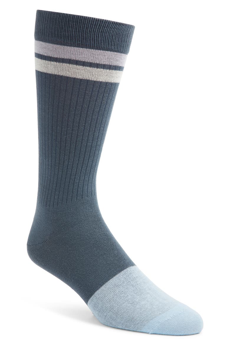 Ribbed Cotton Blend Athletic Socks, Main, color, BLUE ORION