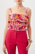 Trina Turk Saha Floral Ruffle Smocked Crop Top