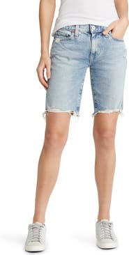 AG Nikki Ripped Denim Bermuda Shorts