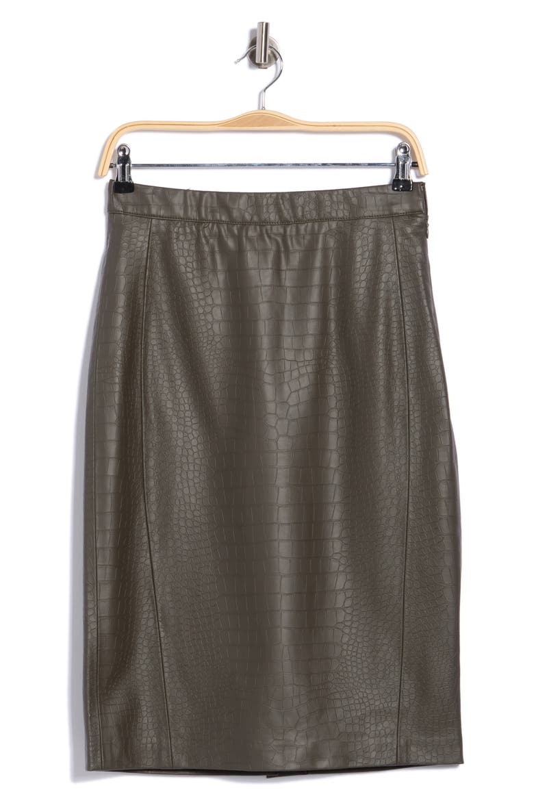 Embossed Faux Leather Skirt, Main, color, DEEP OLIVE