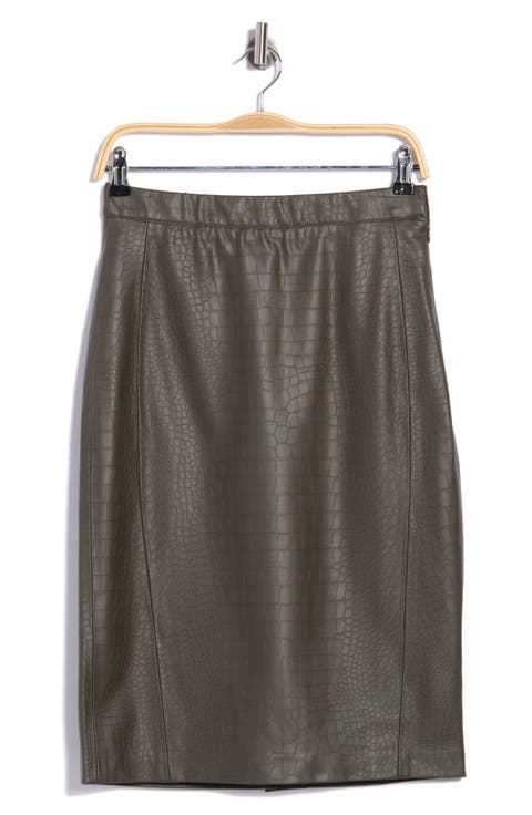 Embossed Faux Leather Skirt