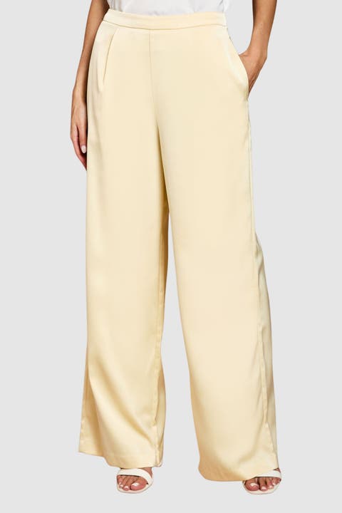Satin High-Waist Flare Trousers