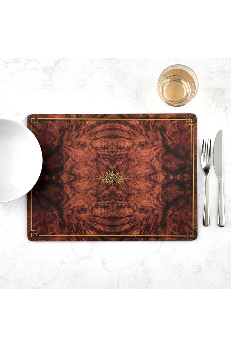 Walnut Burlap Set of 4 Cork Back Placemats, Alternate, color, Walnut