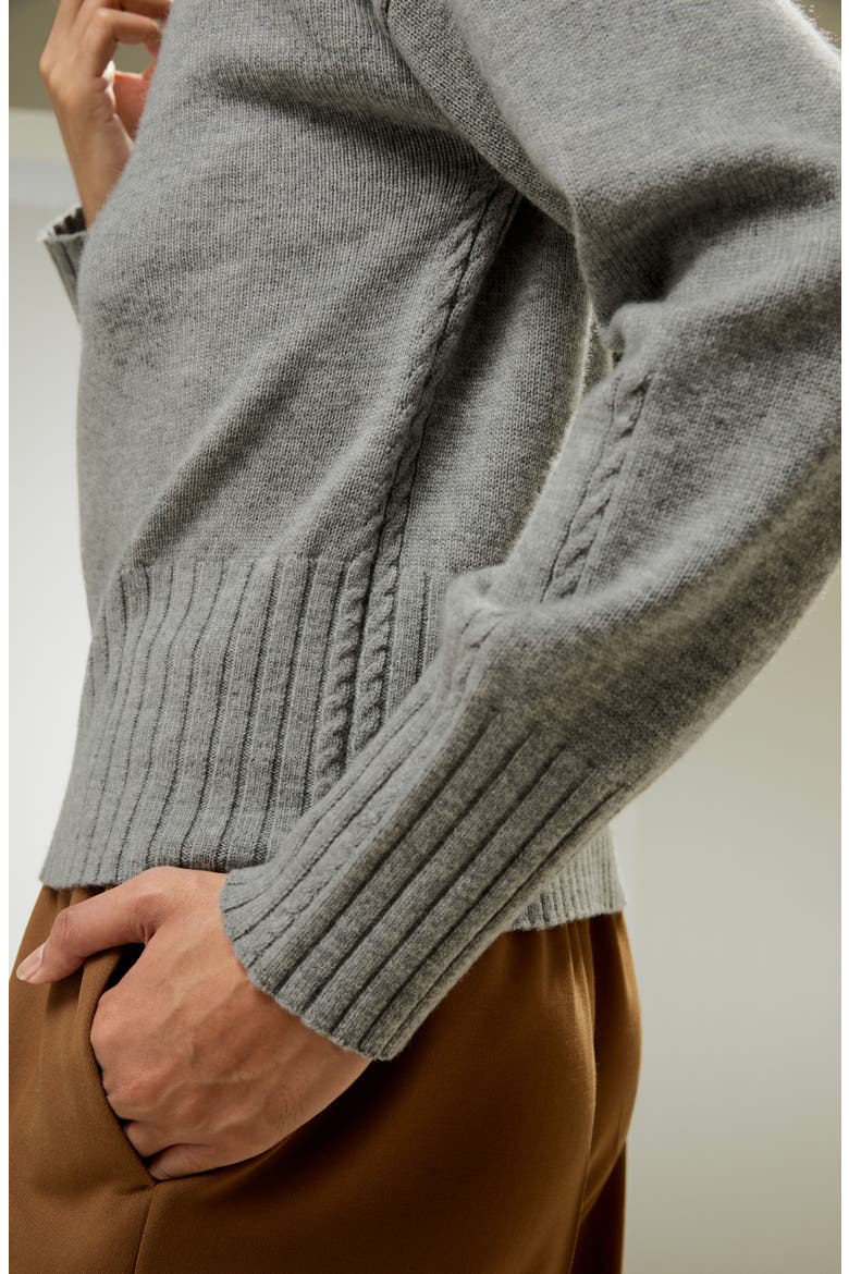 Braided Collar Wool and Cashmere Blend Sweatshirt, Alternate, color, Light Gray