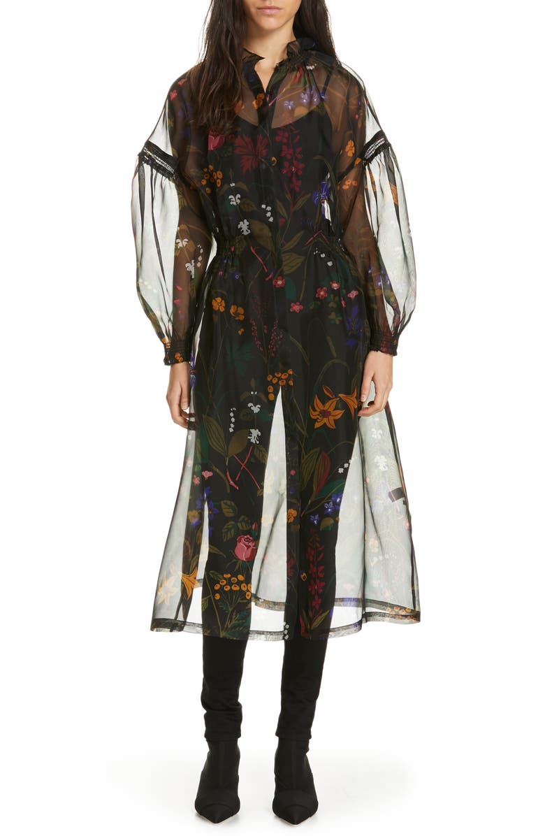 Rodebjer Nanna Floral Print Silk Organza Dress, Main, color, 