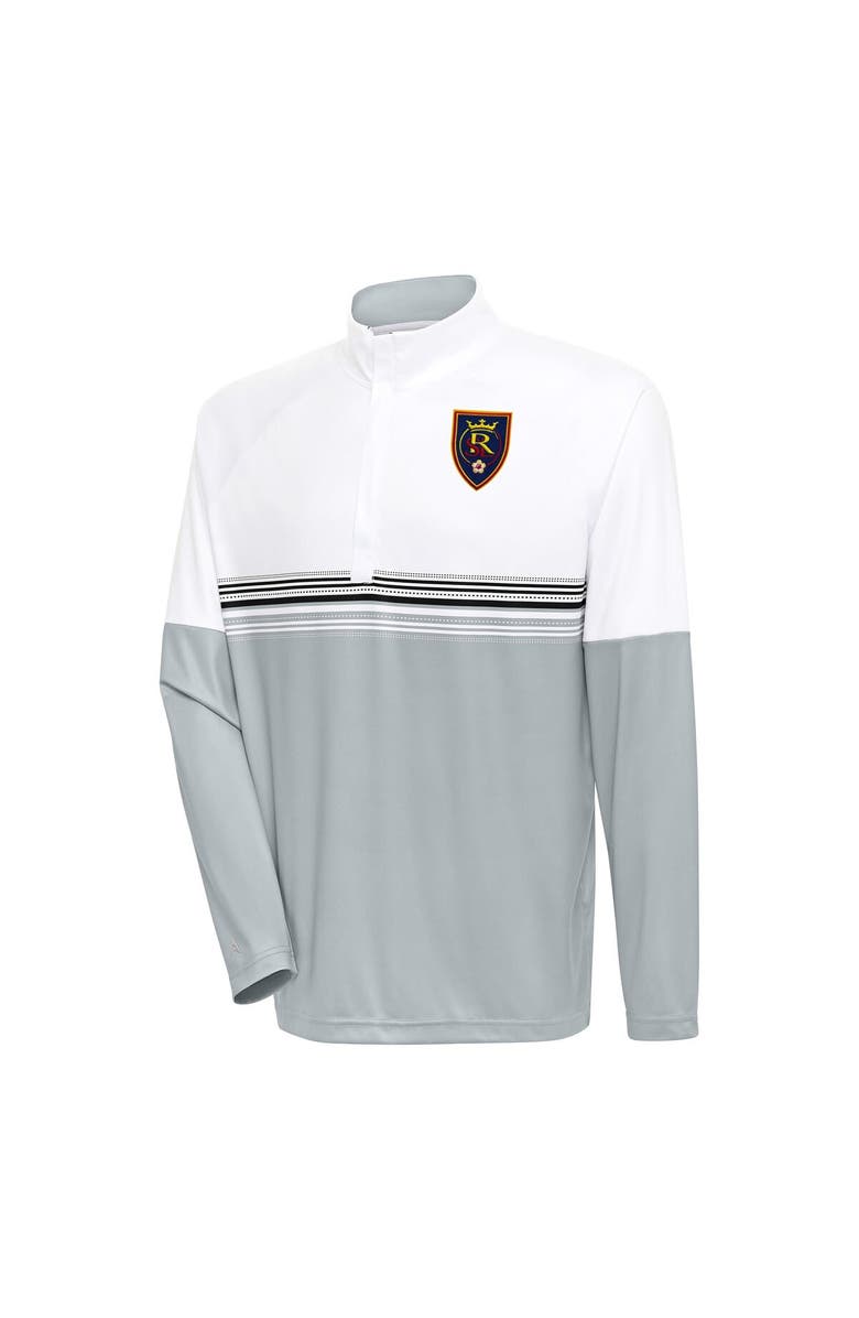 ANTIGUA Men's Antigua White/Black Real Salt Lake Bender Quarter-Zip Pullover Top, Main, color, 