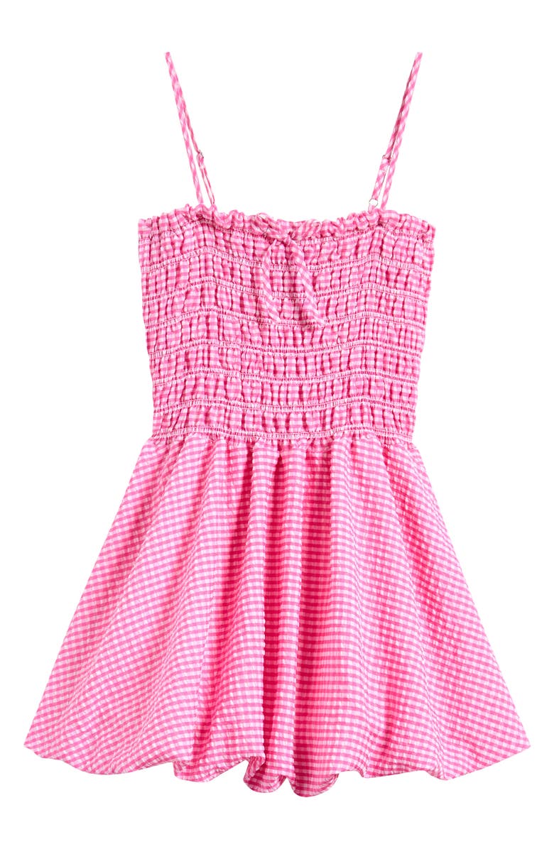 Good Luck Girl Kids' Gingham Smocked Sundress, Main, color, Fuchsia