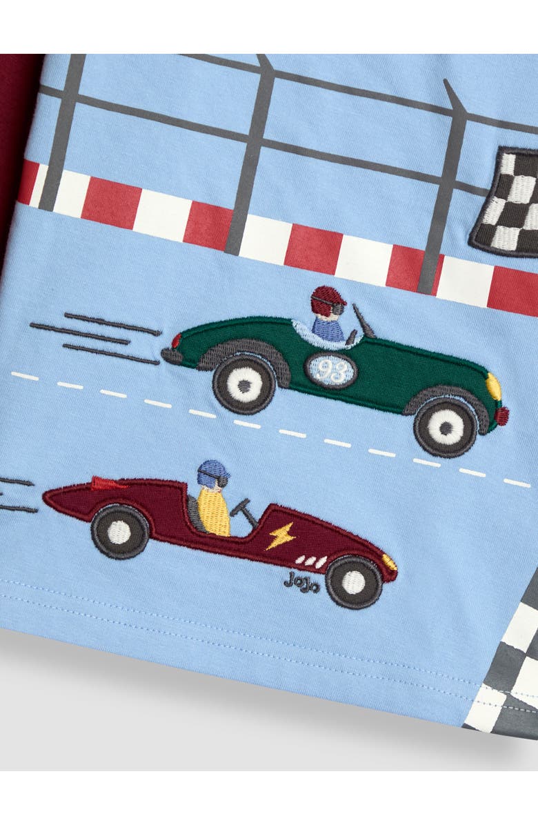 JOJO MAMAN BEBE Kids' Racer Scene Appliqué Top, Alternate, color, Blue/ Burgundy