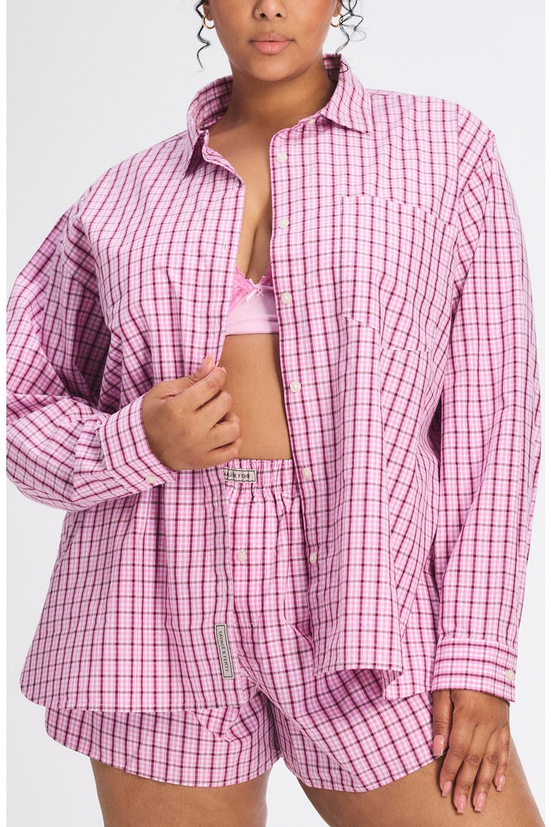 Kickback Casuals Pajama Button-Up Shirt, Main, color, TULIP PINK PLAID BEHAVIOR
