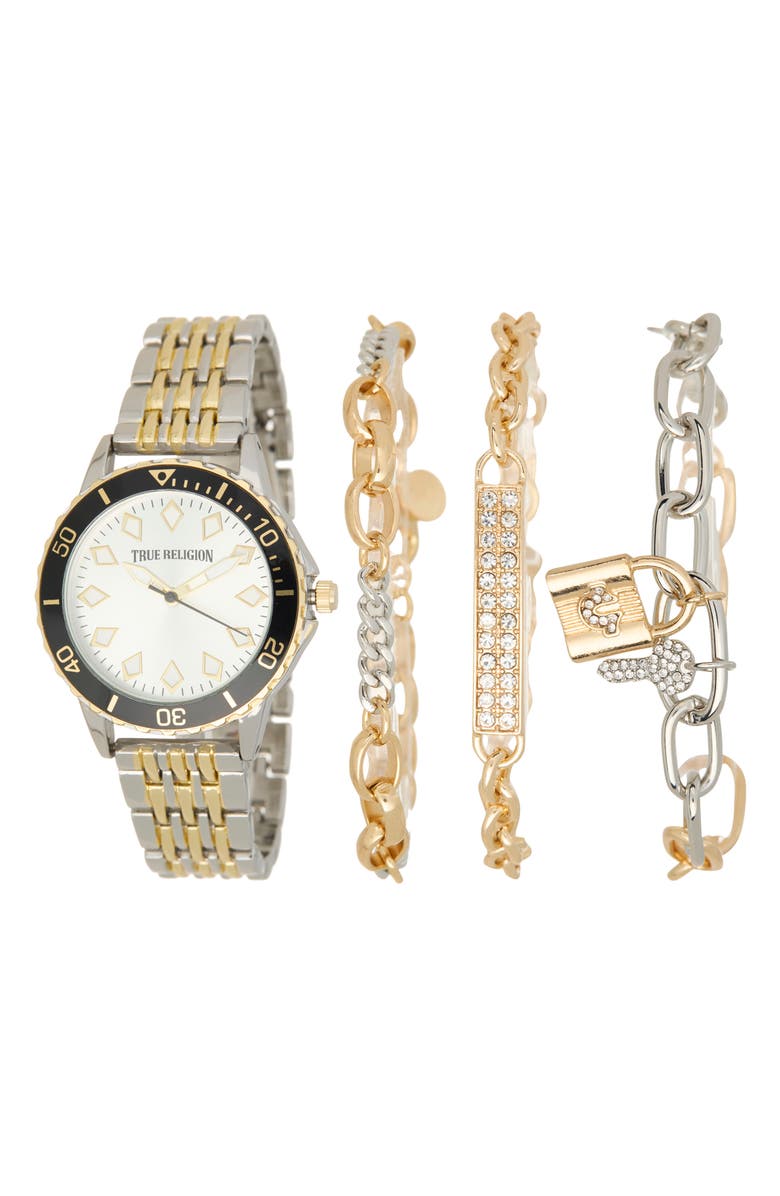 True Religion Quartz Bracelet Watch, 33.5mm, Main, color, Two Tone Silver