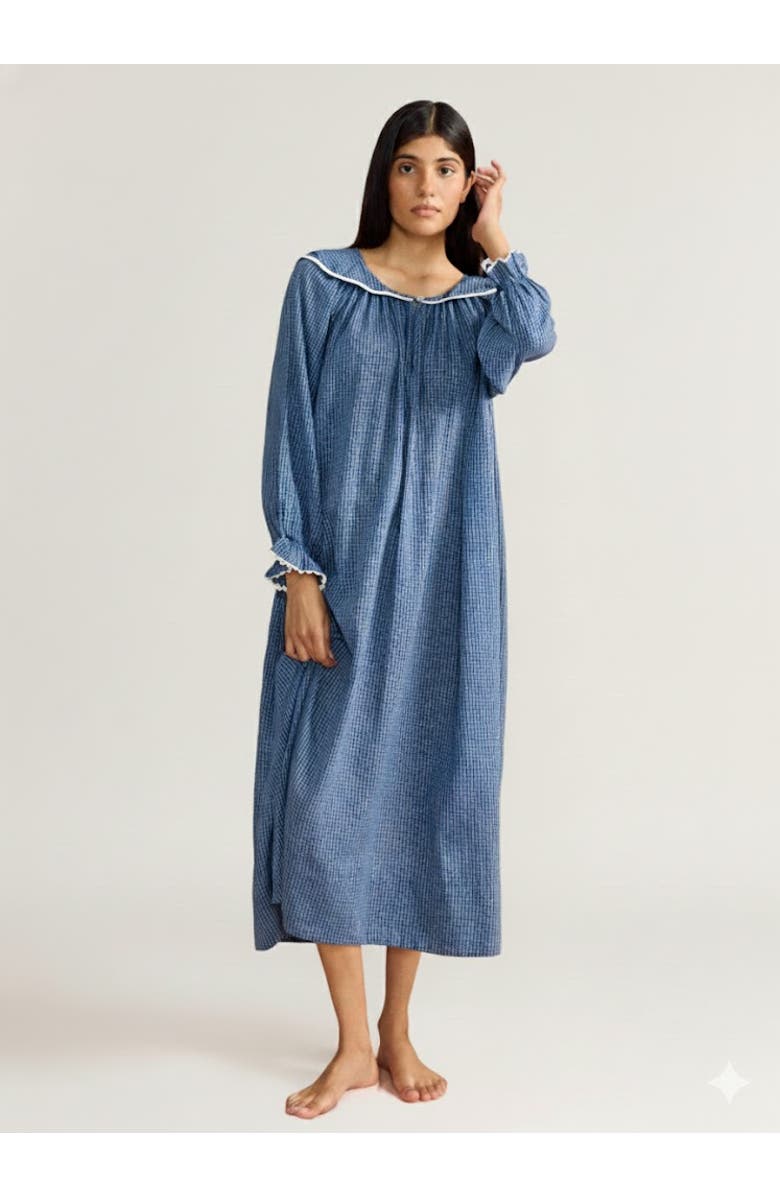If Only If Katharine Nightdress, Main, color, Denim Check