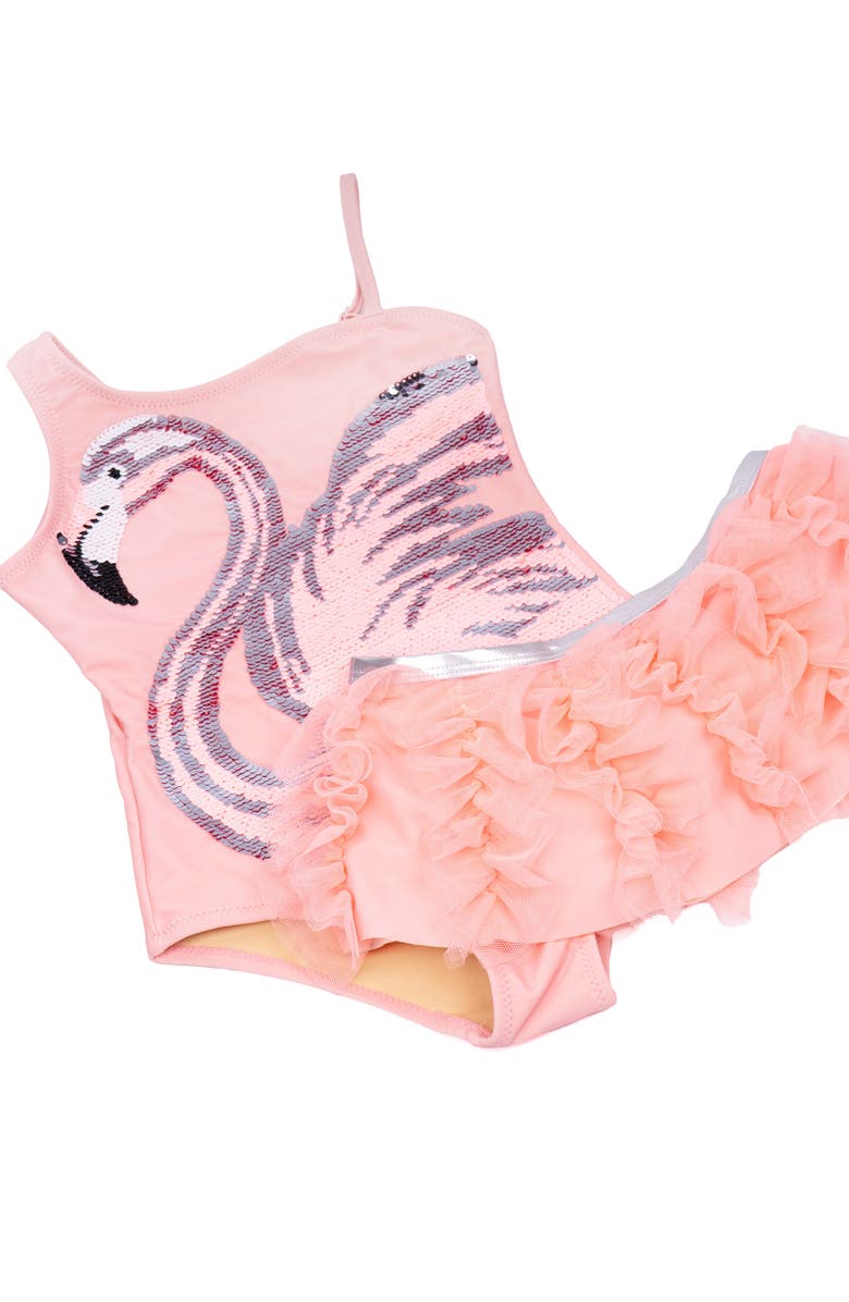 Shade Critters Kids' Flamingo One-Piece Swimsuit & Tutu Cover-Up Skirt Set, Alternate, color, 