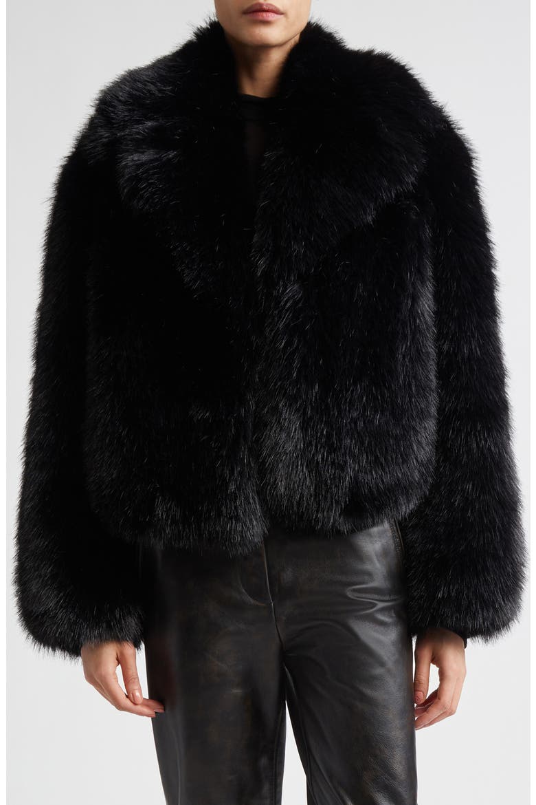 Samara Faux Fur Jacket, Main, color, BLACK