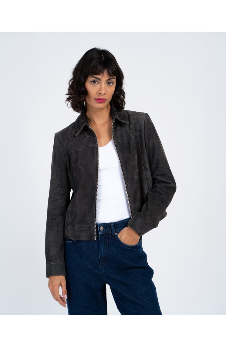 Kettlewell Harper Suede Bomber Jacket, Main, color, Shadow Grey
