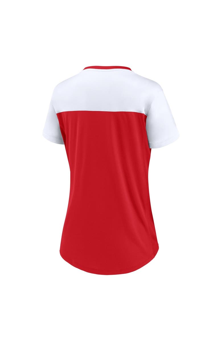 FANATICS Women's Fanatics Red Wisconsin Badgers Fundamentals Campus Win Athena Lace-Up V-Neck T-Shirt, Alternate, color, 