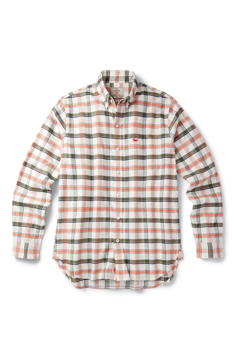 Aubin Merton Brushed Oxford Button Down Shirt, Alternate, color, Vintage White Check