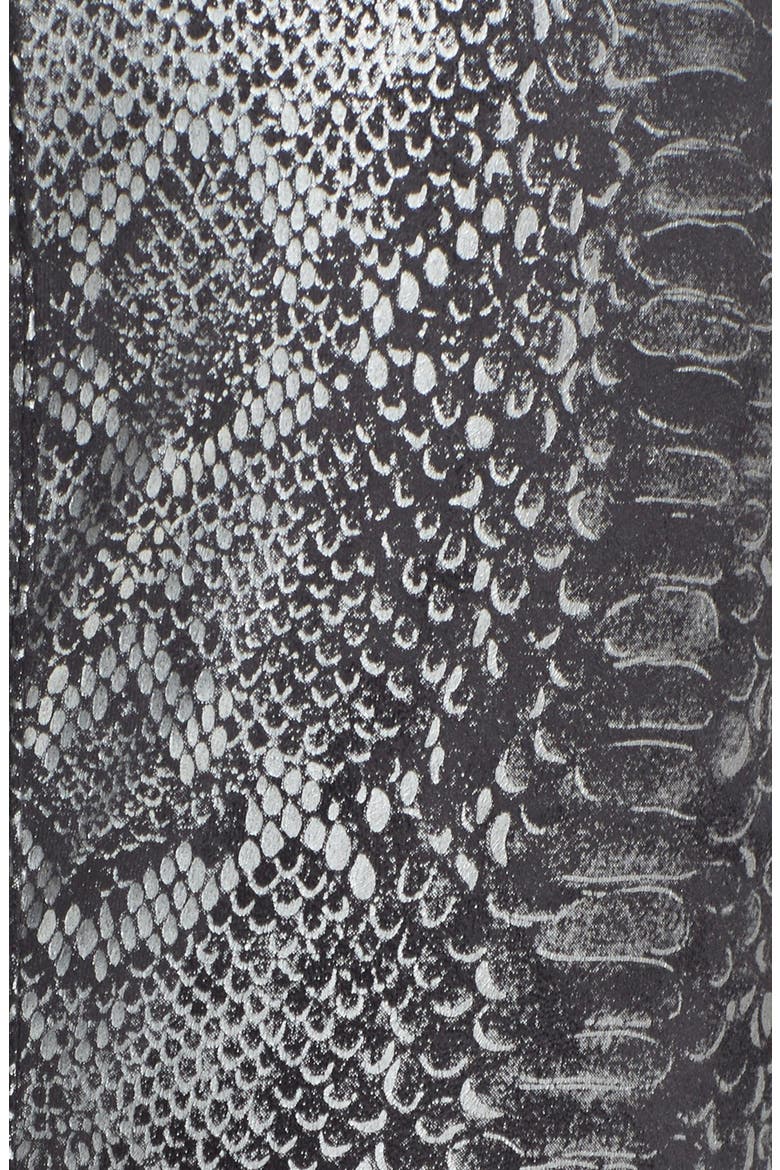 Lyssé Metallic Snakeskin Print Faux Suede Leggings, Alternate, color, METALLIC SILVER