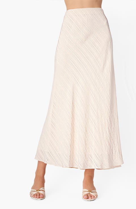 Piper Metallic Jacquard Stripe Silk Blend Skirt