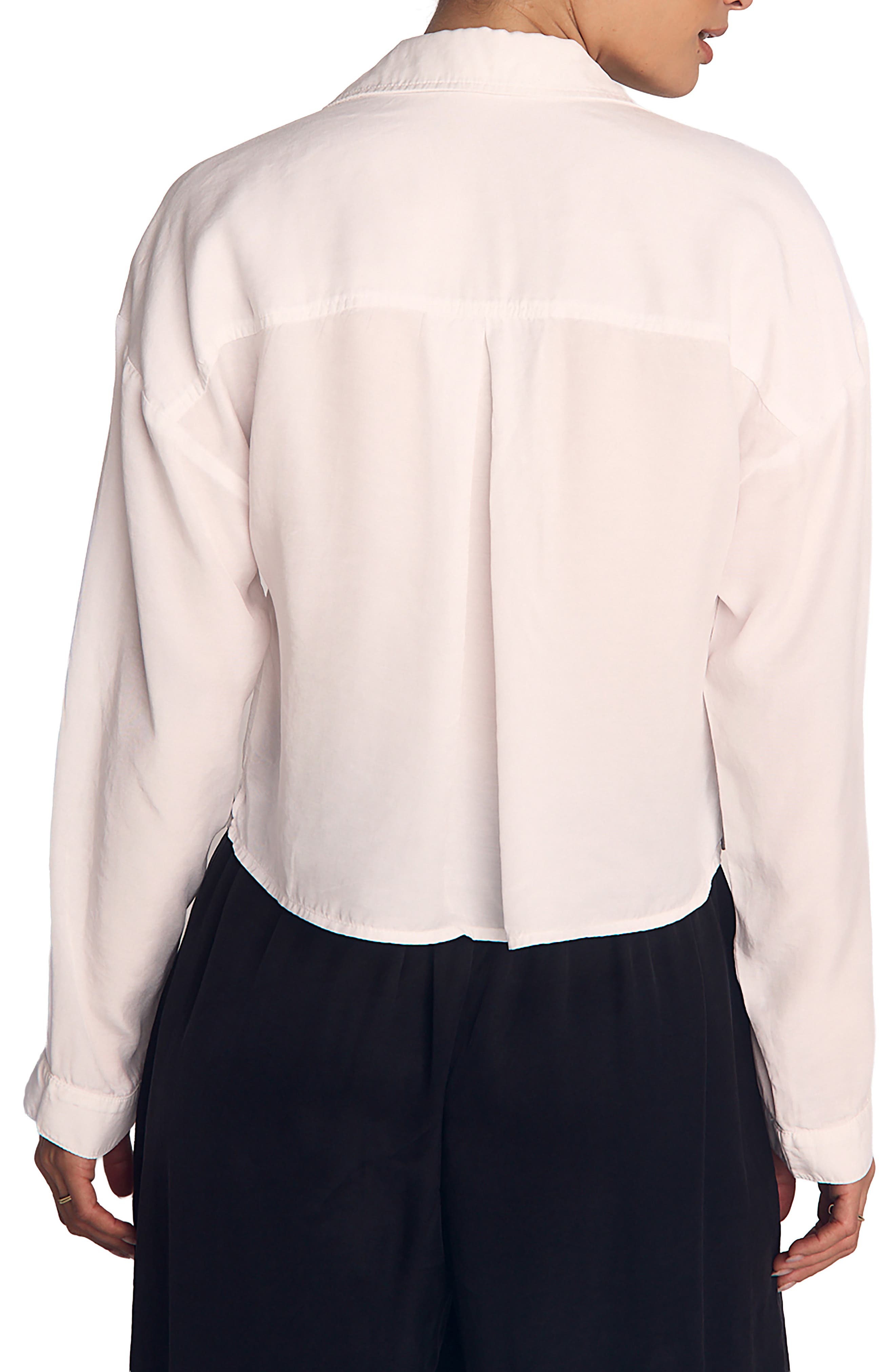 Inverted Pleat Crop Button-Up Shirt - image 2